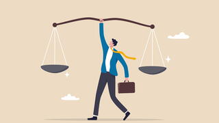 Illustration of person holding scales