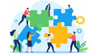Illustration of people with puzzle pieces
