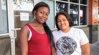 Asylum seekers pose in front of the Migrant Resource Center (photo credit: City of San Antonio)
