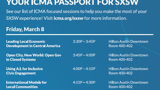 Curated list of sessions and ICMA events at the upcoming 2019 South by Southwest conference
