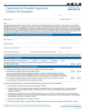 Application for Charitable Organization Property Tax Exemption 