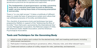 cover Checklist for Fostering Good Governance