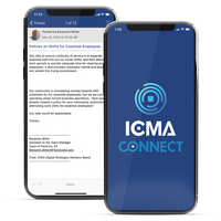 mobile phone mockup with icma connect online community