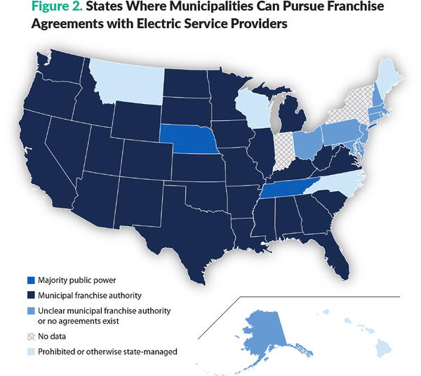 Figure 2. States Where Municipalities Can Pursue Franchise Agreements with Electric Service Providers